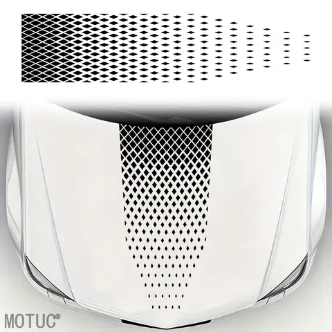 Diamond Rhombus Mesh Engine Hood Sticker Universal Car Hood Decal Self‑Adhesive Waterproof Cool Auto Exterior Tuning Accessory