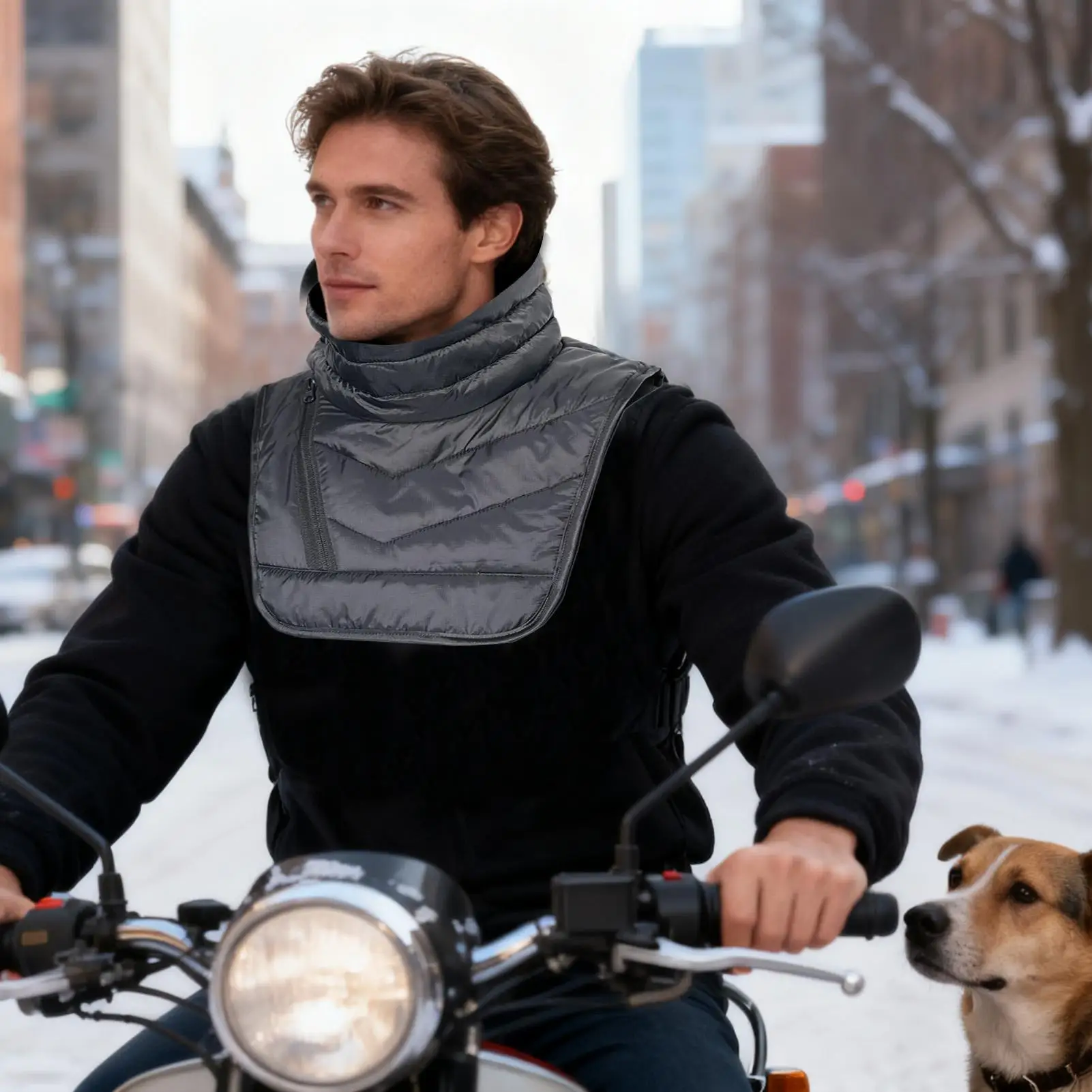 Motorcycle Neck Gaiter Windproof Zipper Closure Winter Cycling Neck Chest Cover For Skiing Fishing Running Hiking Outdoor