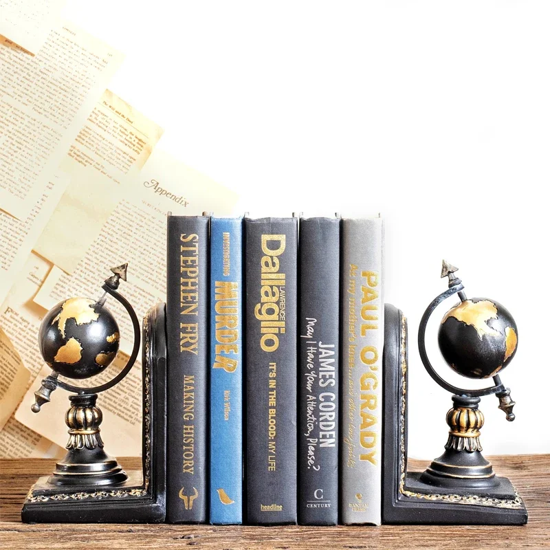 

JK Mu Space, American retro globe study ornament decorative bookend bookstand, bookcase resin desktop ornament