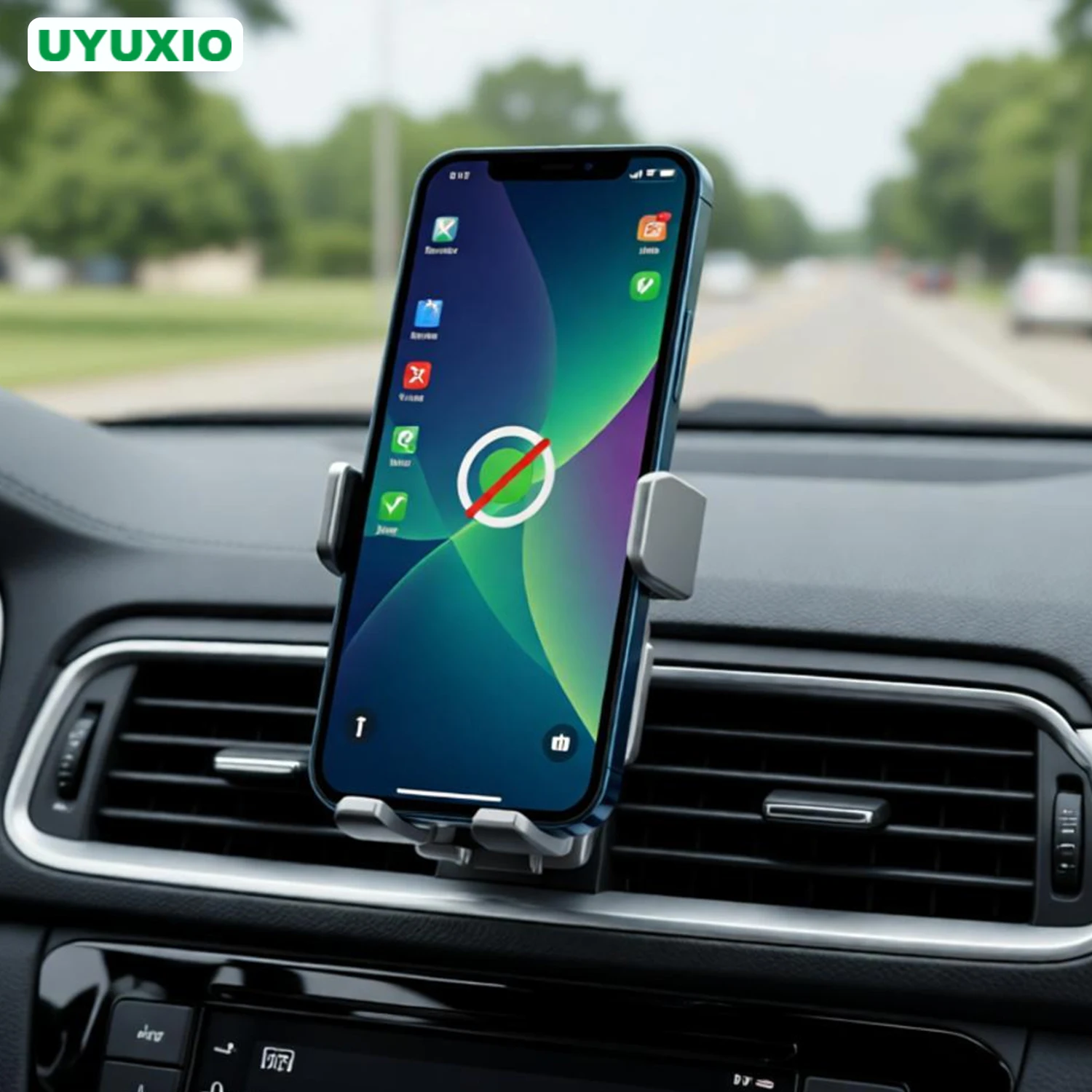 

UYUXIO Беспроводное автомобильное зарядное устройство с ручным зажимом, 15 Вт, быстрая зарядка, вентиляционное отверстие, автомобильный держатель для телефона для Samsung iPhone 17 16 15 14 Pro Max