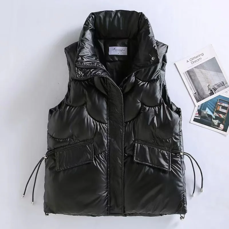 Women Winter Vests Cotton Padded Sleeveless Coat 2024 New Female Waterproof Waistcoat Student Short Vest Jacket Chaleco Mujer