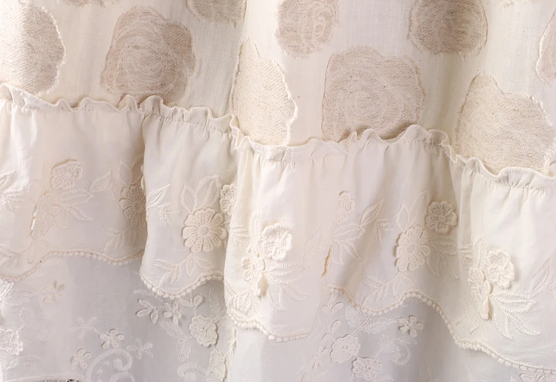 Vintage Mori Girl Floral Embroidery Hollow Out Cotton Skirts Women Spring Summer Elastic Waist Casual Loose A-Line Skirt