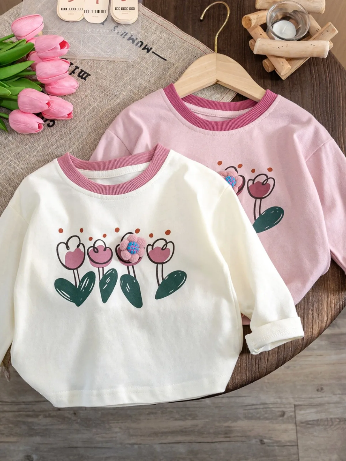 

Модная футболка с длинным рукавом для девочек, с принтом, универсальный дизайн в 5 цветах, осенняя одежда для малышей