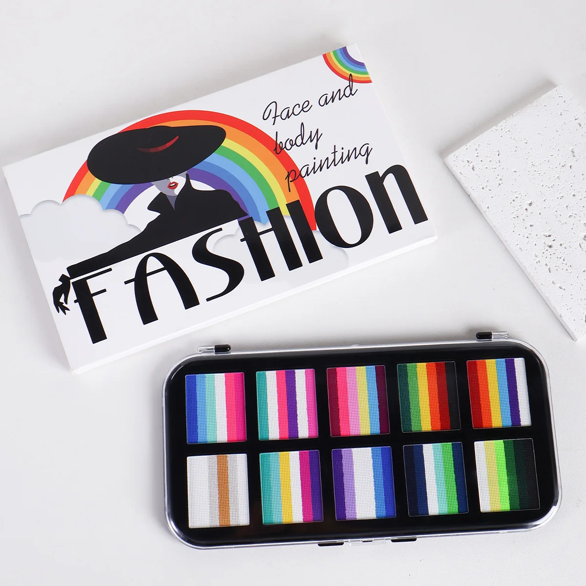 4PCS 10-color water-based dual-color UV fluorescent face body paint set for Halloween Christmas Masquerade Party Role Play