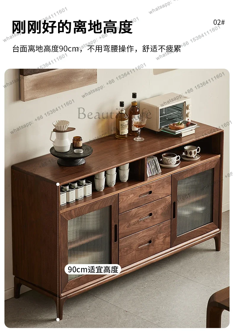 

yj5 All solid wood side cabinet North American black walnut Nordic simple restaurant home wall storage high-end