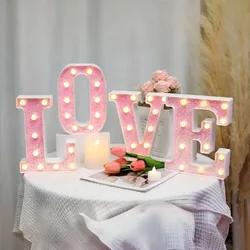 Pink Romantic Luxury LED Light 6.3-inch Pink Decorative Alphabet Number Light Battery Powered Christmas Decorative Light Wedding