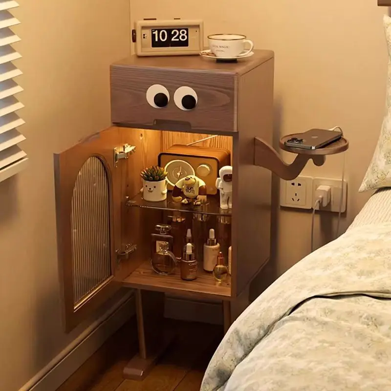 Robot bedside table cute locker side bedroom with light living room locker creative children's bedside table