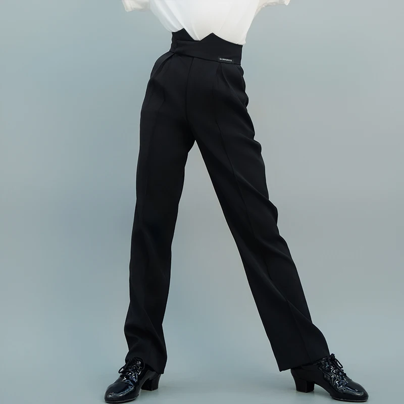 جديد اللاتينية ممارسة الرقص السراويل السوداء عالية الخصر مستقيم من خلال السراويل الصبي قاعة الرقص التانغو الفالس الأداء بنطلون XH2939