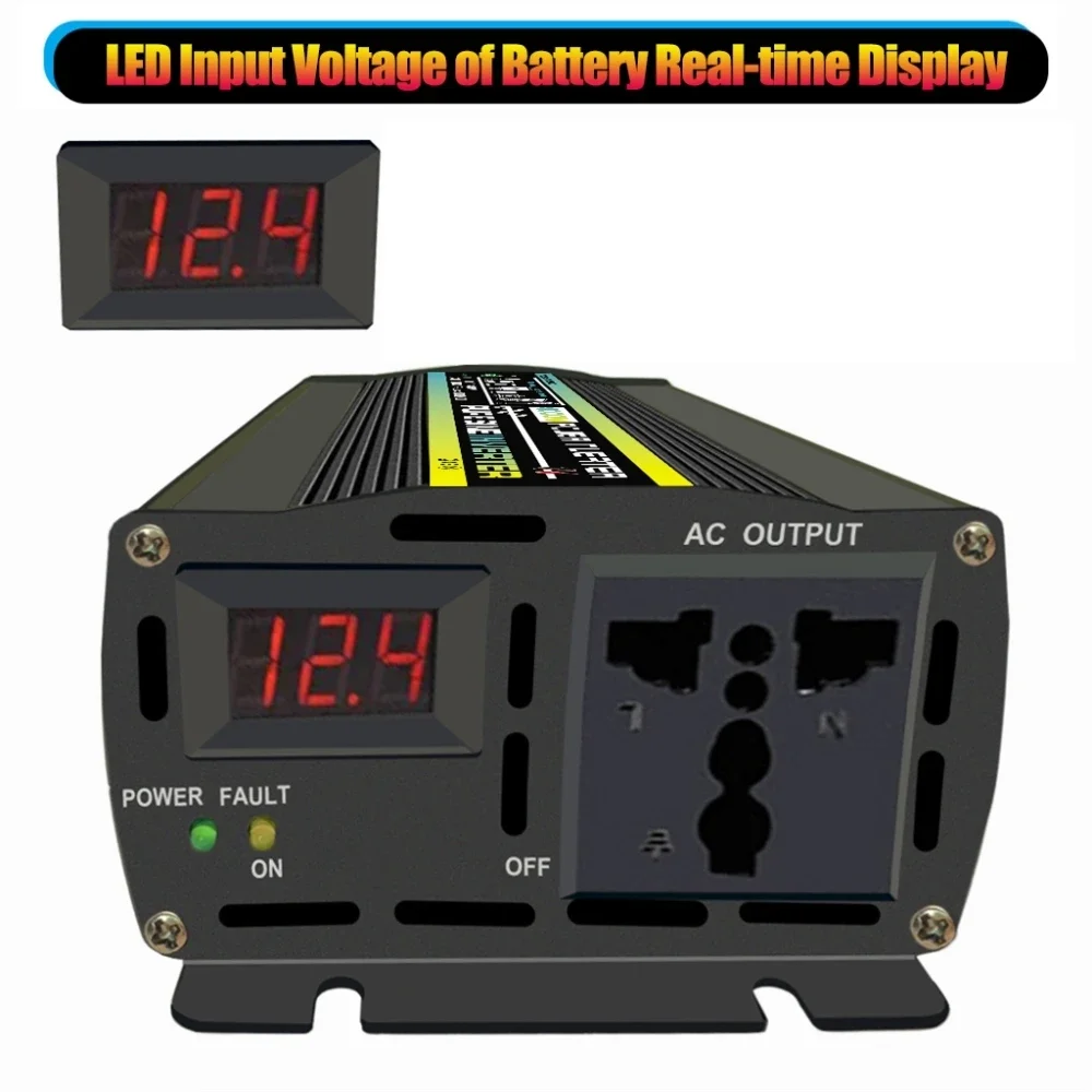 3000W Universal Power Inverter Pure Sine Wave 12V to 220V Voltage Transformer Car Home Converter Off Grid Power Inverter