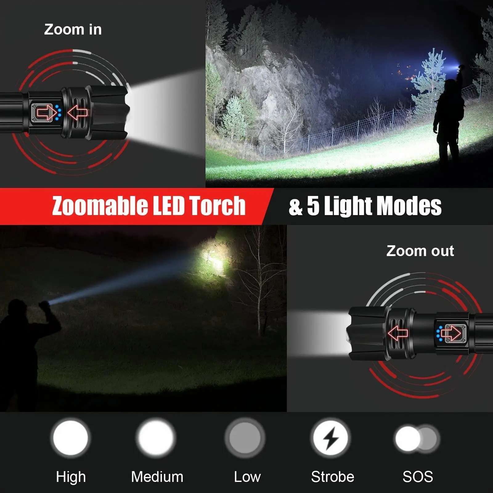 Most Powerful LED Flashlight Rechargeable Torch Lighting 3000M Tactical Lantern Ultra Powerful Flashlight With Usb Charging