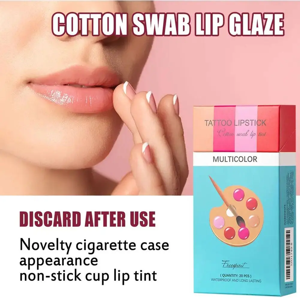 20cs/Set Liquid Lipstick Non-Stick Cigarette Tattoo Gloss Lip Portable Moisturizing Waterproof Swab Design Korean Makeup Co I7H5