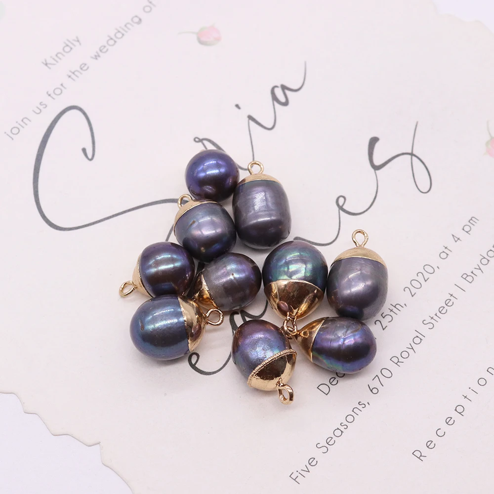 Round Natural Baroque Pearl Pendant Purple Black Jewelry Freshwater Pearl Accessories Necklace Accessories DIY Handmade Gift