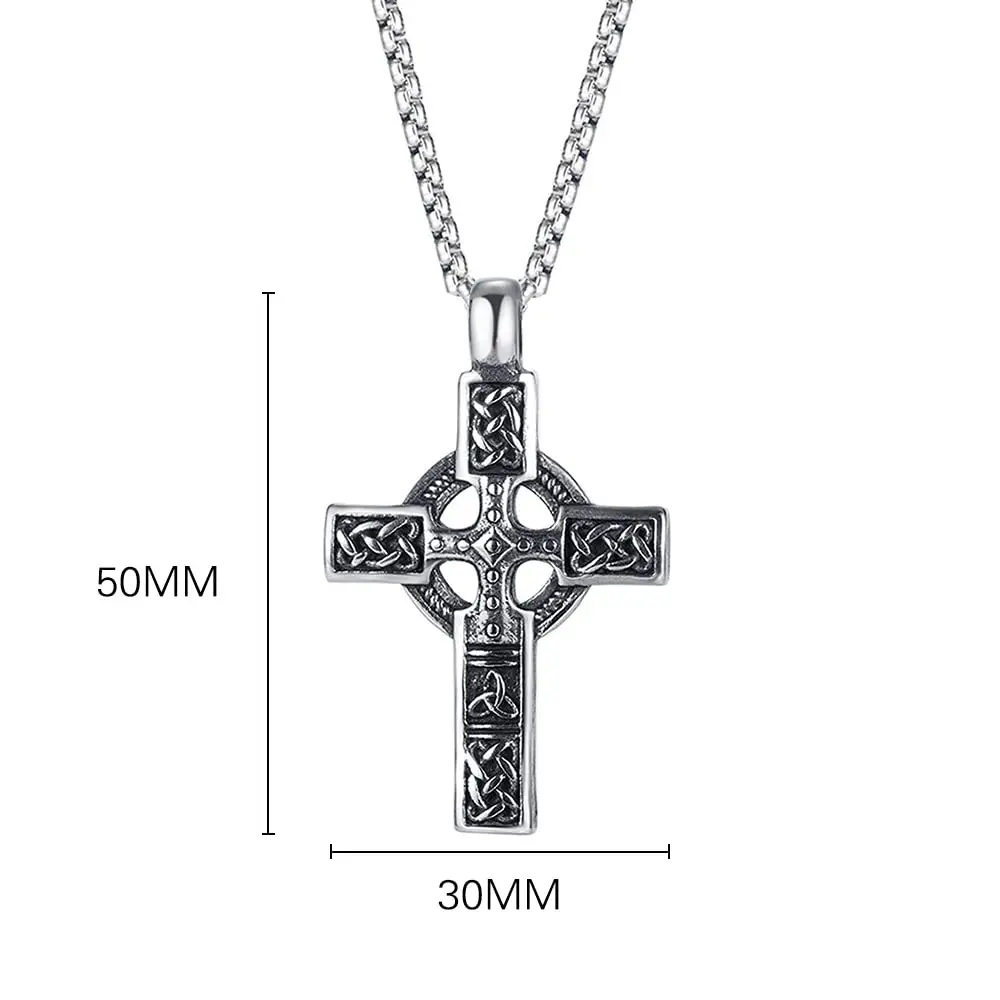 Trinity Celtic Cross Necklace Stainless Steel Triquetra Knot Irish Pendant  Jesus Crucifix Cross