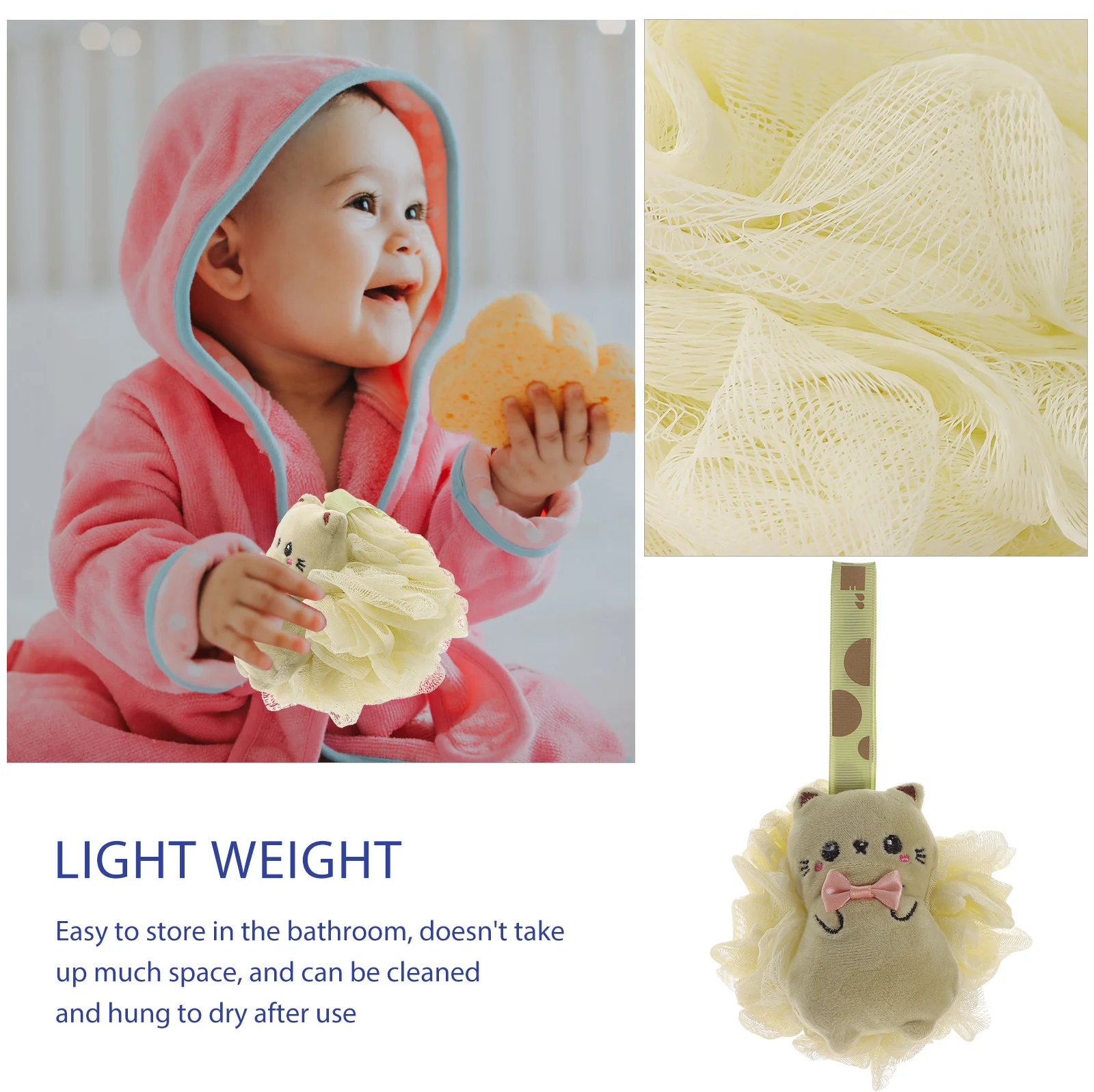 

2Pcs Bath Sponge Cartoon Shower Loofah Soft Body Wash Scrubber Exfoliating Skin Cleaning Bath Ball Shower Loofah