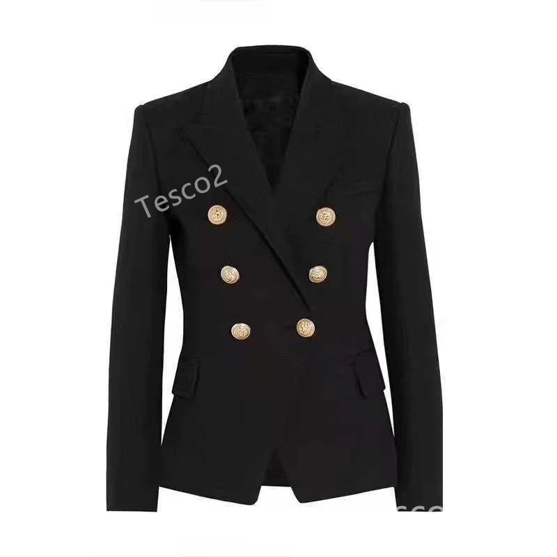 Tesco New Suit Blazer For Women Green Classic Double Breasted Long Sleeve Jacket For Business Slim Elegant Lady Waistcoat S-3XL