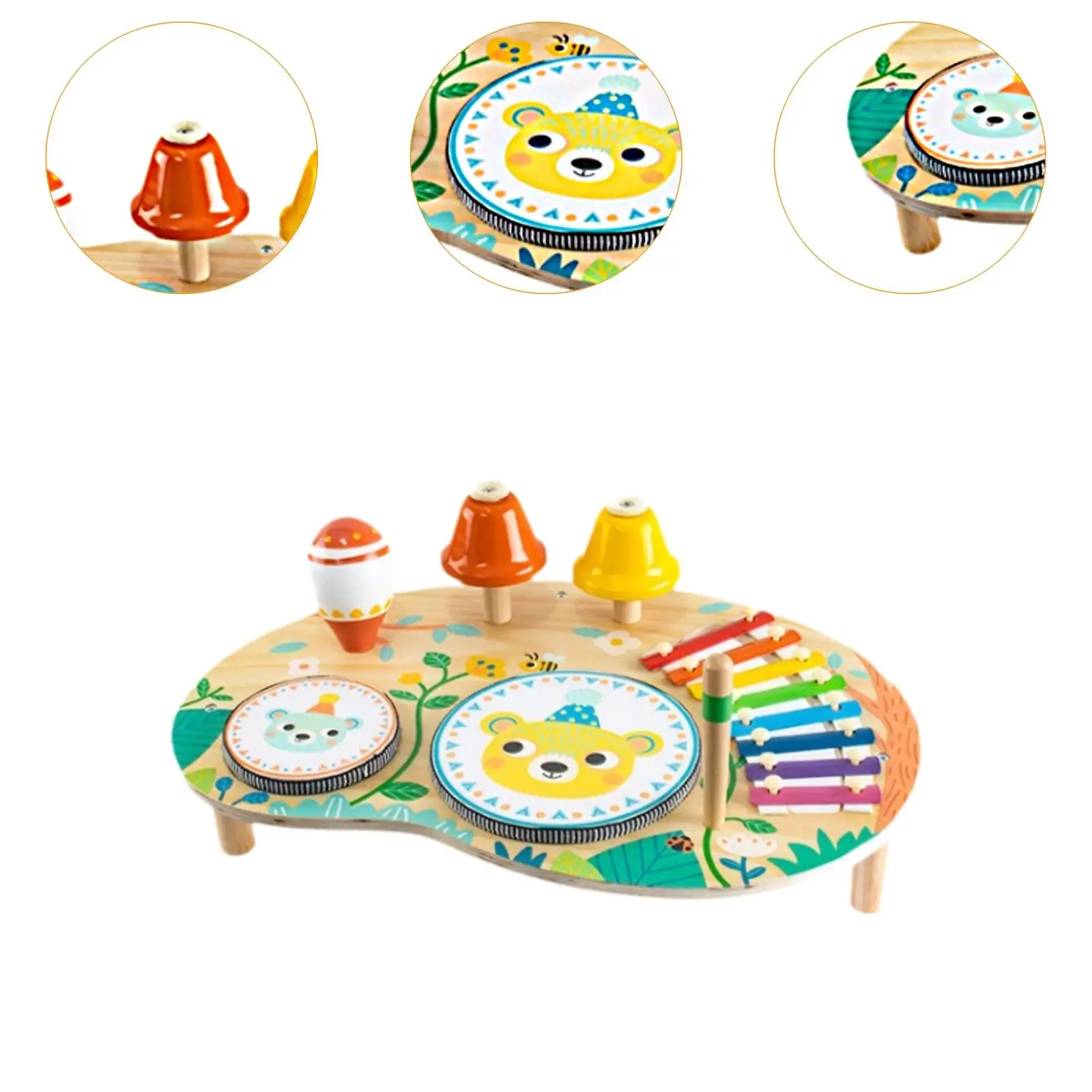 Kids Drum Set Learning Toy Educational Toy Wooden Musical Instruments Musical