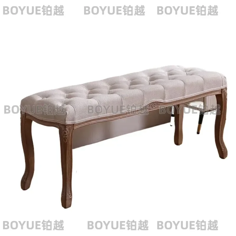 for American Shoe Changing Stool Bedroom Fitting Room European Bedside Piano Makeup Table Light Luxury Disassembly Solid Wood