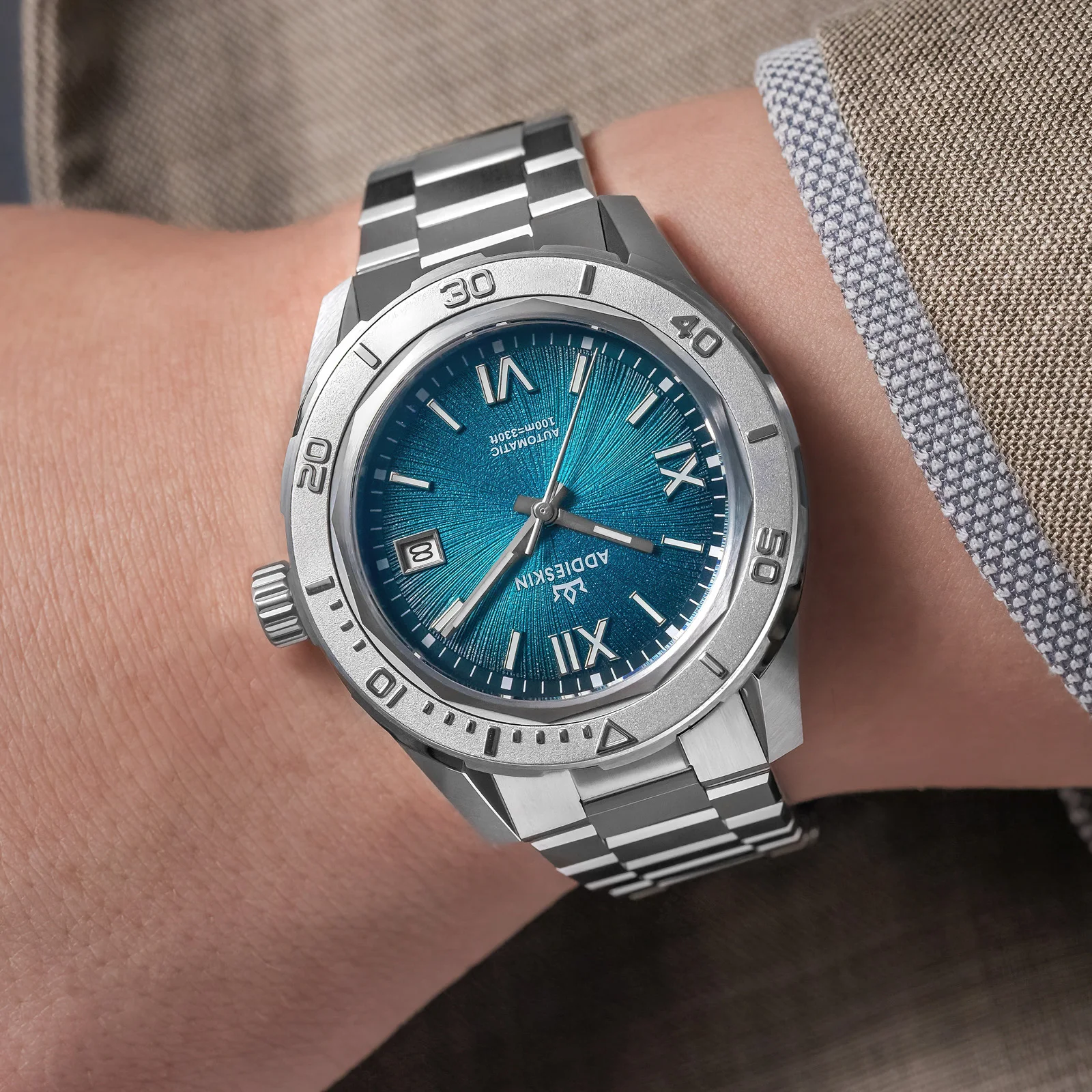 AddiesKin ساعة رجالية مقاومة للماء الياقوت كريستال 9015 حركة أوتوماتيكية ساعة ميكانيكية مضيئة reloj hombre ساعة غواص جديدة