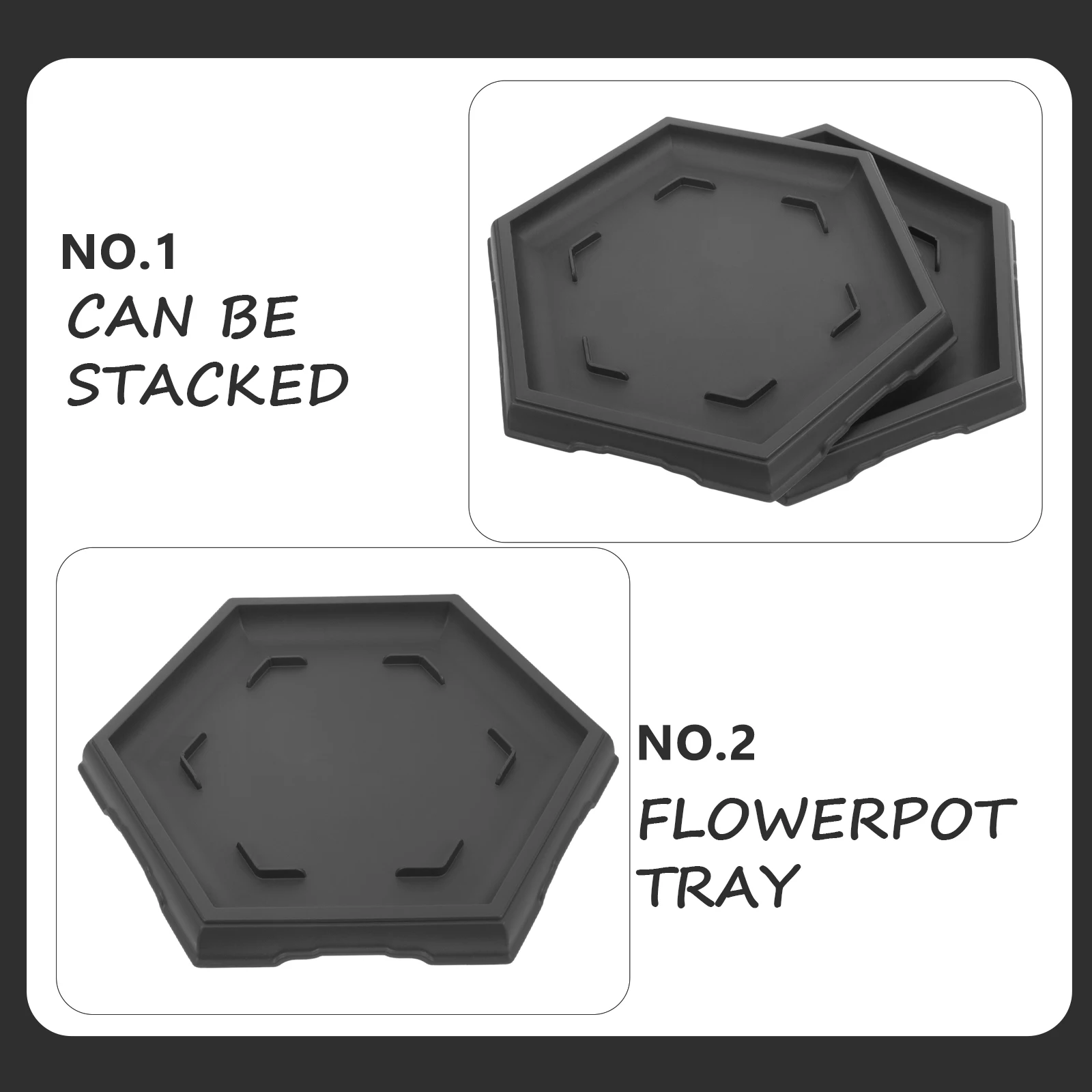 

2pcs Rectangular Plant Trays Durable Materials Prevent Water Flower Pot Saucer Hexagonal Drip Tray