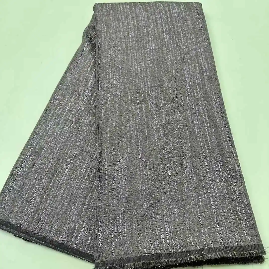 Tela de encaje Jacquard brocado africano 2025, encaje de alta calidad, 5 yardas, tela de encaje Jacquard dorado francés para vestido de fiesta de boda