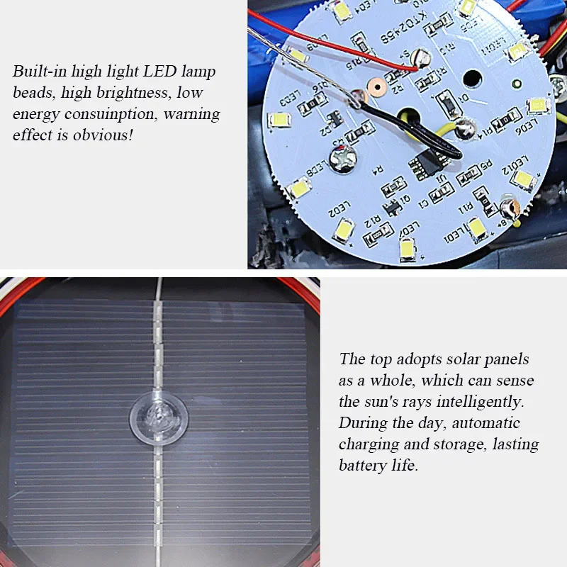 Luz de Flash de advertencia Solar magnética, luces estroboscópicas impermeables y a prueba de polvo para coches y barcos, luz de grúa de torre nocturna