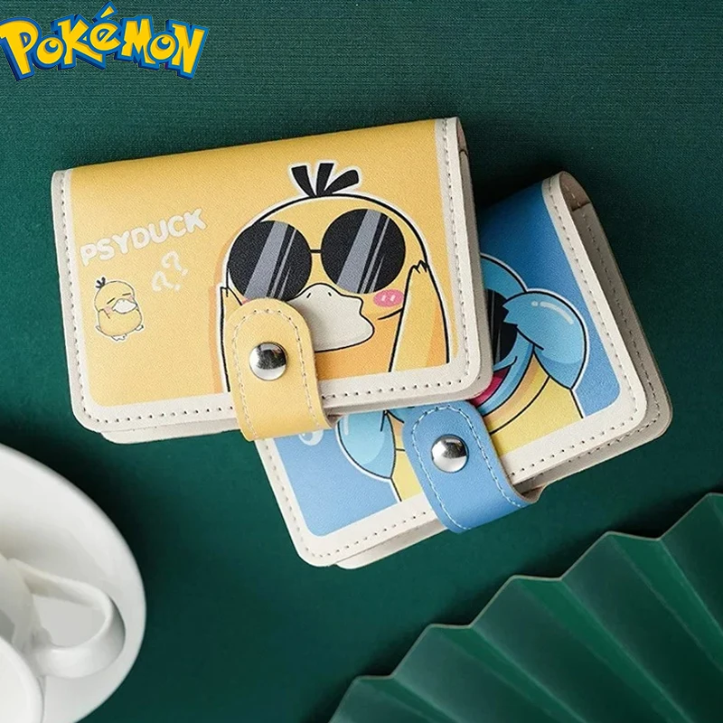 Pokémon Squirtle Card Bag Cartoon Psyduck Ladies Anti-degaussing Multi-card Large Capacity Card Holder Creative Cute ID Bags