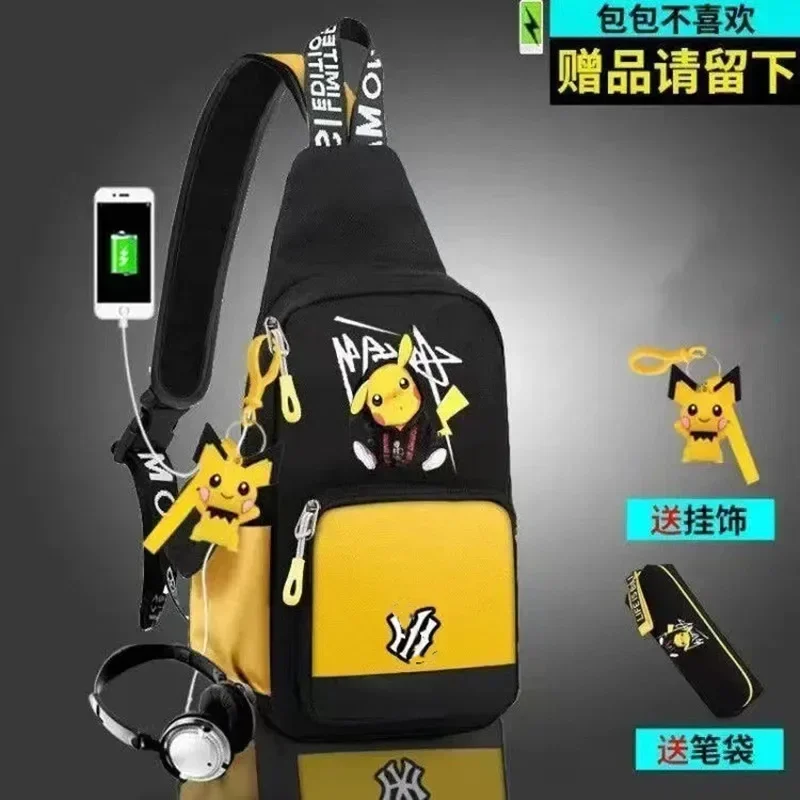 TAKARA TOMY PIKACHU Pok Pokémon Chest Bag Men's Shoulder Cross-Body Bag Casual messenger obile Phone Bag Backpack