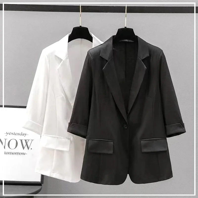 

Korean Version Thin Style Self Cultivation Occupation Commuting Simple Ice Shreds One Button Women's Suit Top Spring Summer B825