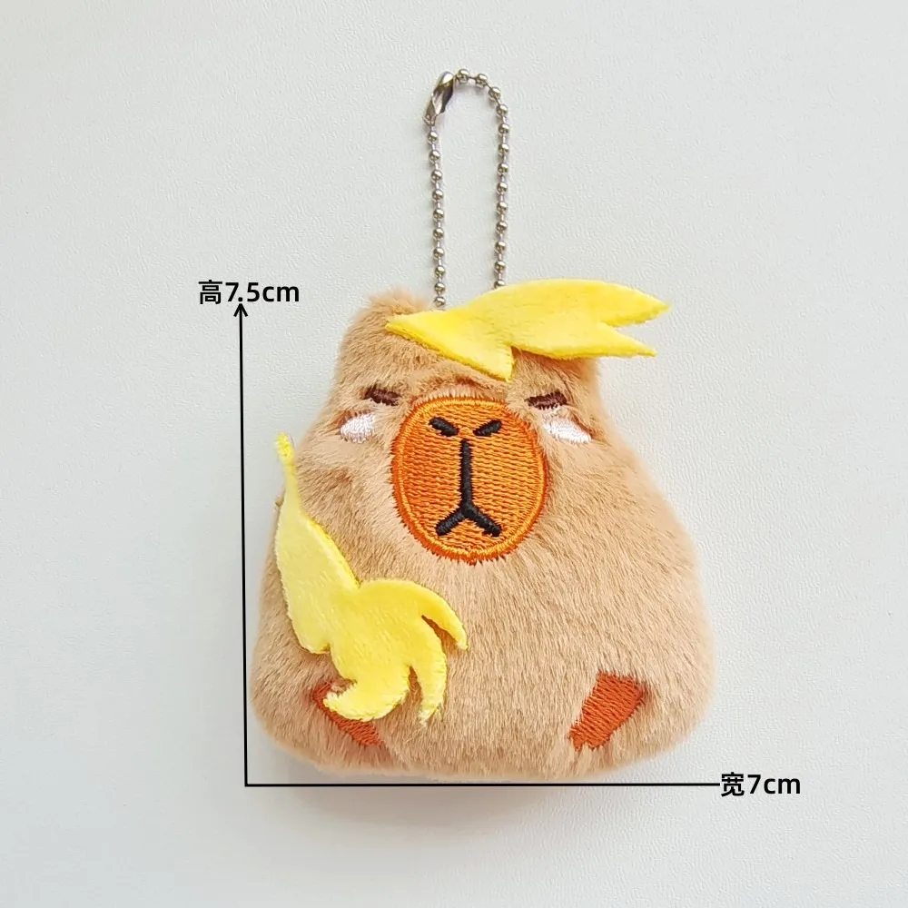 Cartoon Capybara Plush Capybara Keychain Guinea Pig Stuffed Animals Headgear Capybara Doll Soft Cute Toy Backpack Pendant