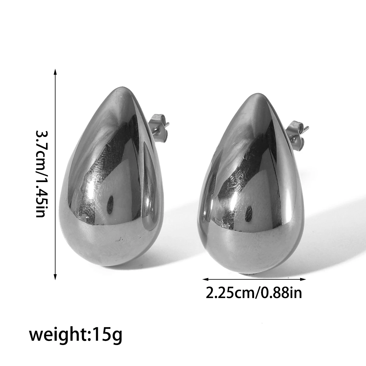 Modische, minimalistische, glänzende Ohrringe aus Edelstahl mit halbkugelförmigen Wassertropfen-Anhängern, Schmuck für Damen, wasserdicht, Geschenkidee – Detail 8