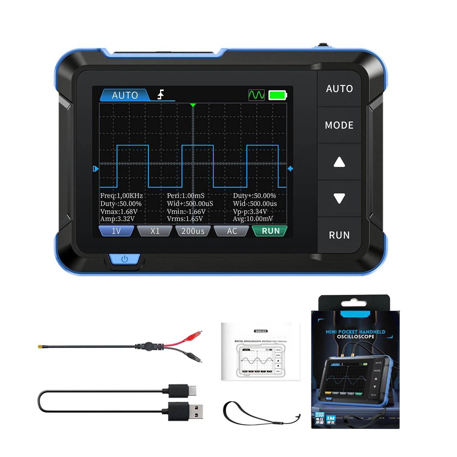 For FNIRSI DSO153 Portable Oscilloscope with Signal Generator High Performance 1MHz Bandwidth for Professionals