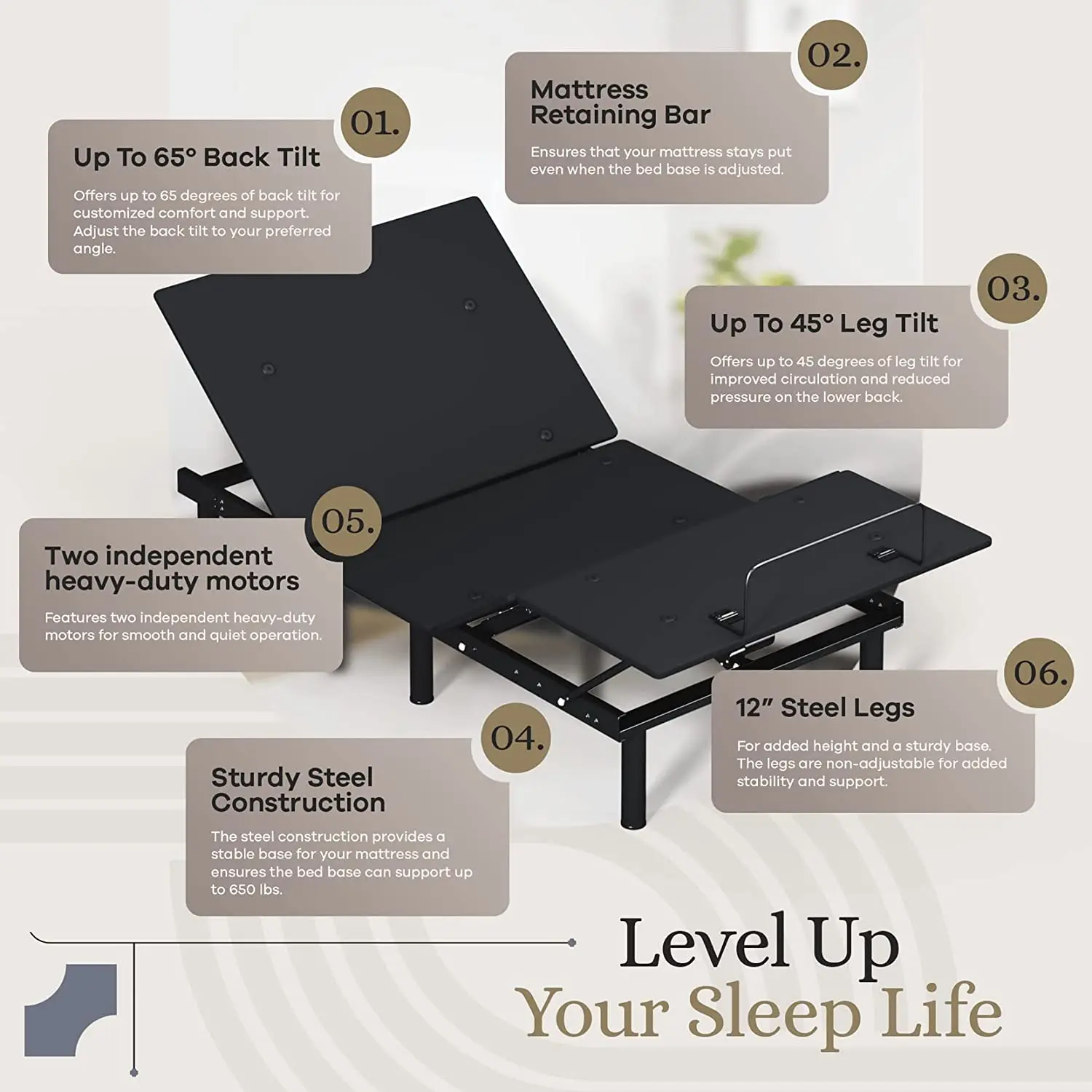 Wholesales High Quality Modern Upholstered King Queen Adult Electric Adjustable Bed Framepromote sales