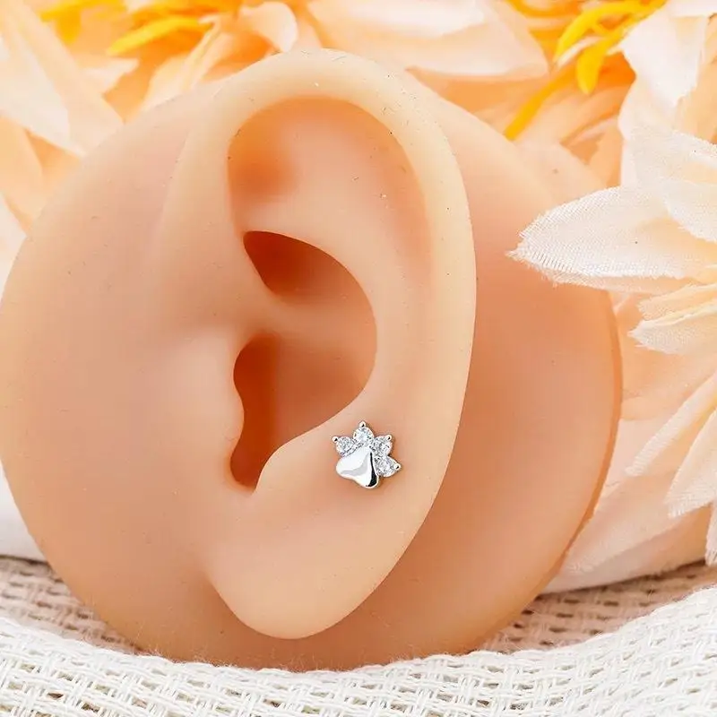Cute Cat Claw Female Stud Earrings Creative Titanium Animal Jewelry Non-Irritating for Daily Party Accessory