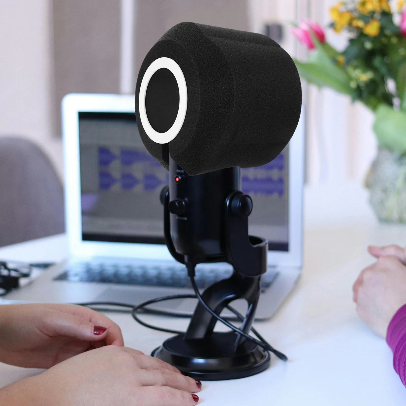 

Microphone Isolation Shield Sponge Acoustic Pop Filter Windshield Noise Reduction for Recording Karaoke Live Streaming
