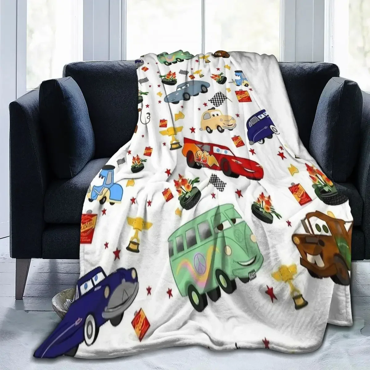 Life Is A Highway Lightning McQueen Blanket Velvet Print Cars Breathable Super Warm Throw Blanket for Bed Couch Plush Thin Quilt