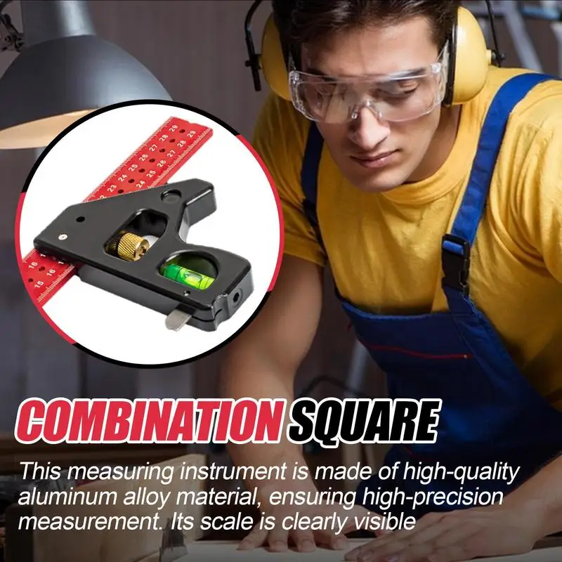 Combo Square 45-90 Degree Marking Level Tool Construction Tools Professional Heavy Duty Square Tool Welding Tools Woodworking