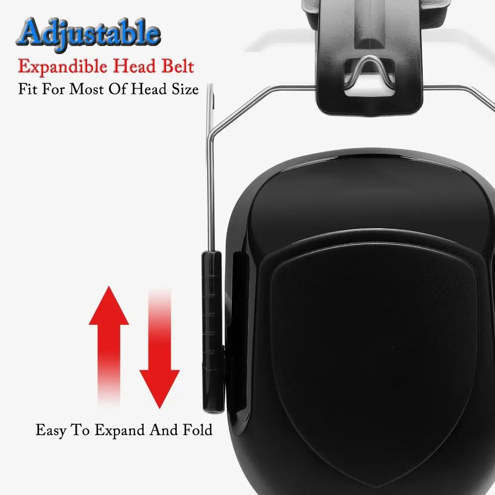 SNR-34dB Adjustable Head Earmuffs Noise Reduction Foldable Ear Defenders Hearing Protection Safety Anti-Noise Earmuffs