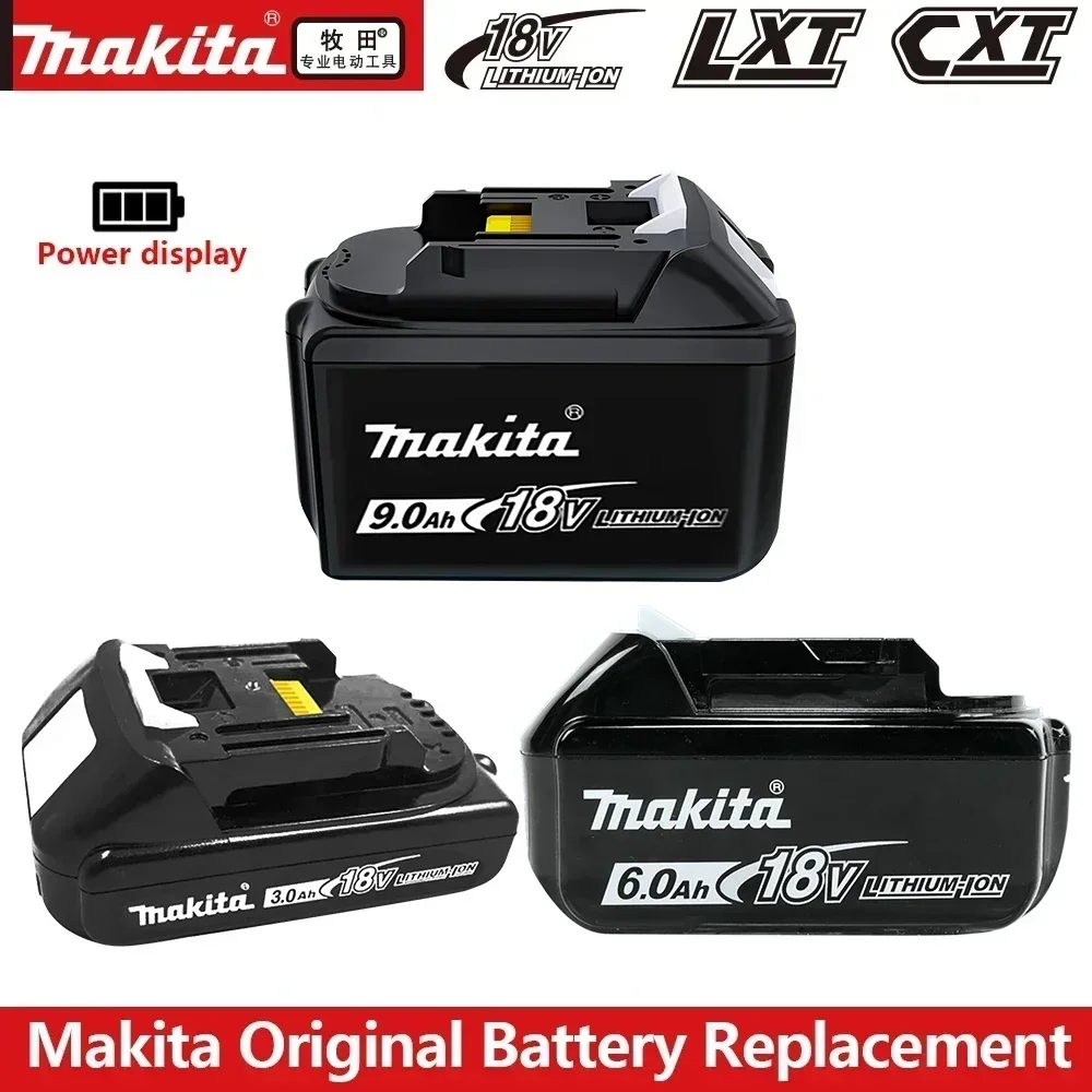 NEW Makita 18V 9000mAh 15C Rechargeable Power Tools Battery With LED BL1830 BL1850 BL1860 Battery Charger Set With Working Light