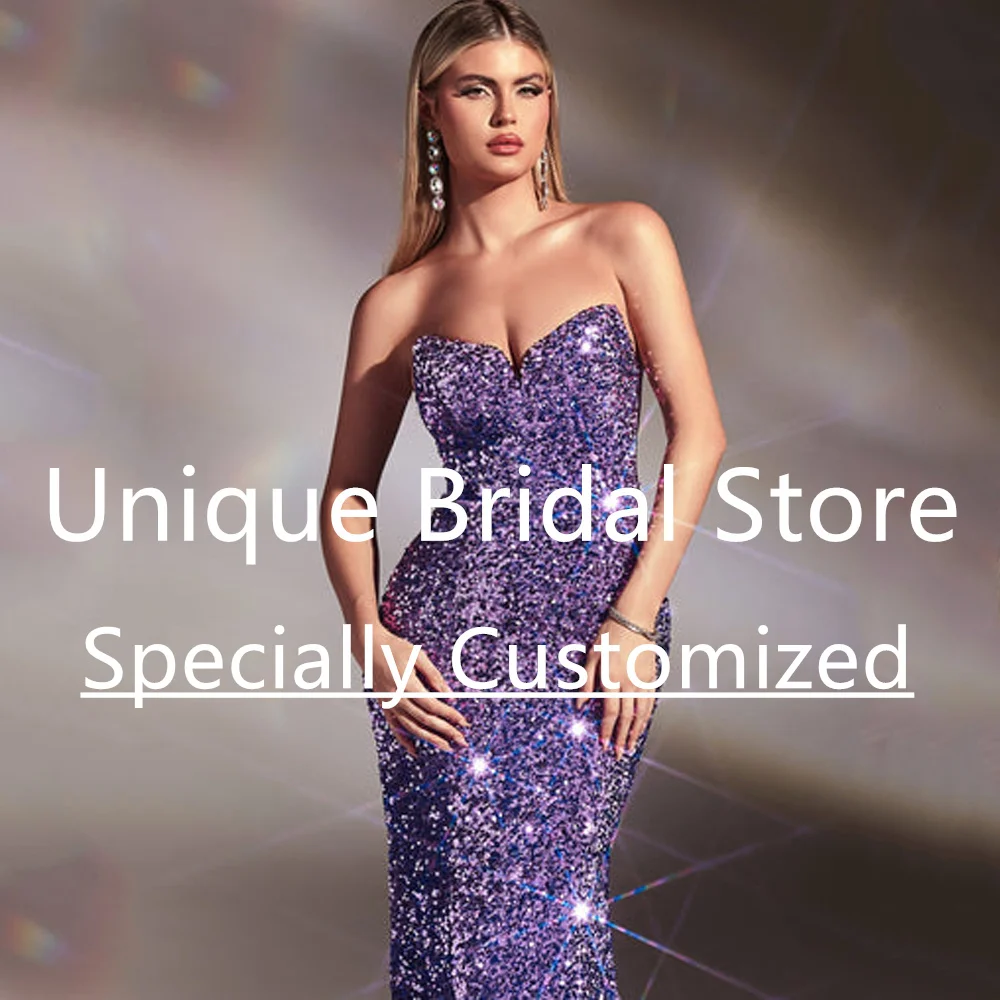 Customized Exquisite Prom Dresses Beautiful Sequins Sexy V-neck Sleeveless Mermaid Train High Quality 2023 New Evening Party Go