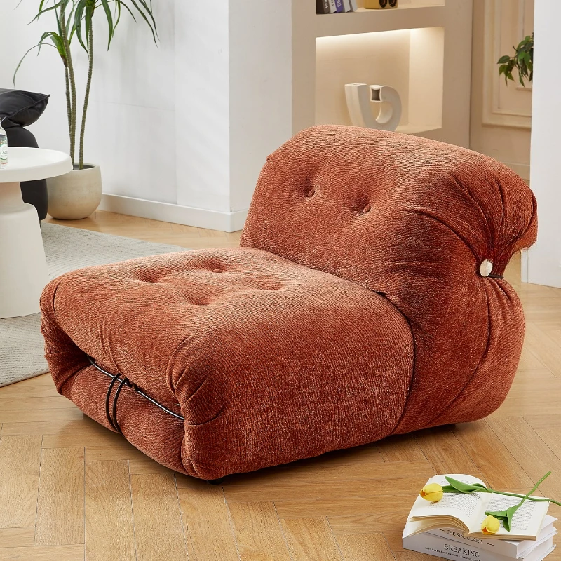 

Modern simple sofa medieval leisure steel tooth fabric sofa living room straight row recliner