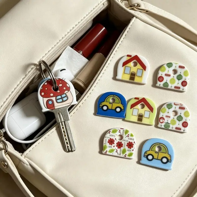 5 Stück Schlüsselkappen aus Silikon mit Cartoon-Motiv, bunte Schlüsselmarkierungen, kratzfeste Schutzkappen für den täglichen Gebrauch zu Hause und im Büro. – Detail 4