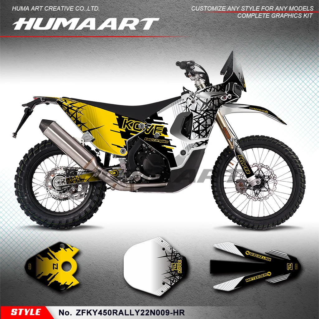 

HUMAART Race Complete Vinyl Custom Decals Stickers Graphics Kit for KOVE 450 Rally 2022 2023 2024, ZFKY450RALLY22N009-HR