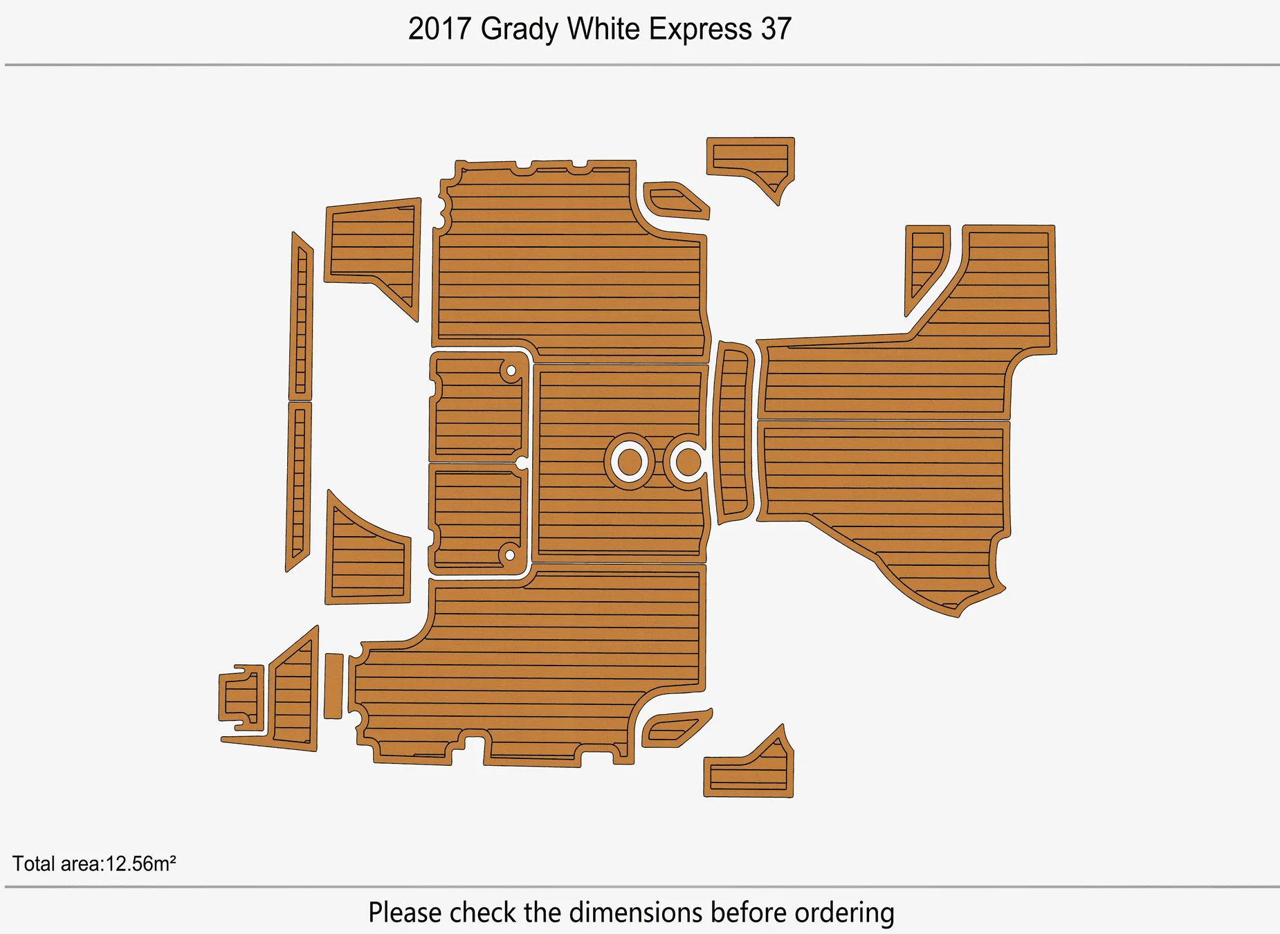 Marine Faux Teak EVA Non-Slip Mat - 2017 Grady White 37 Express Self-Adhesive 1/4