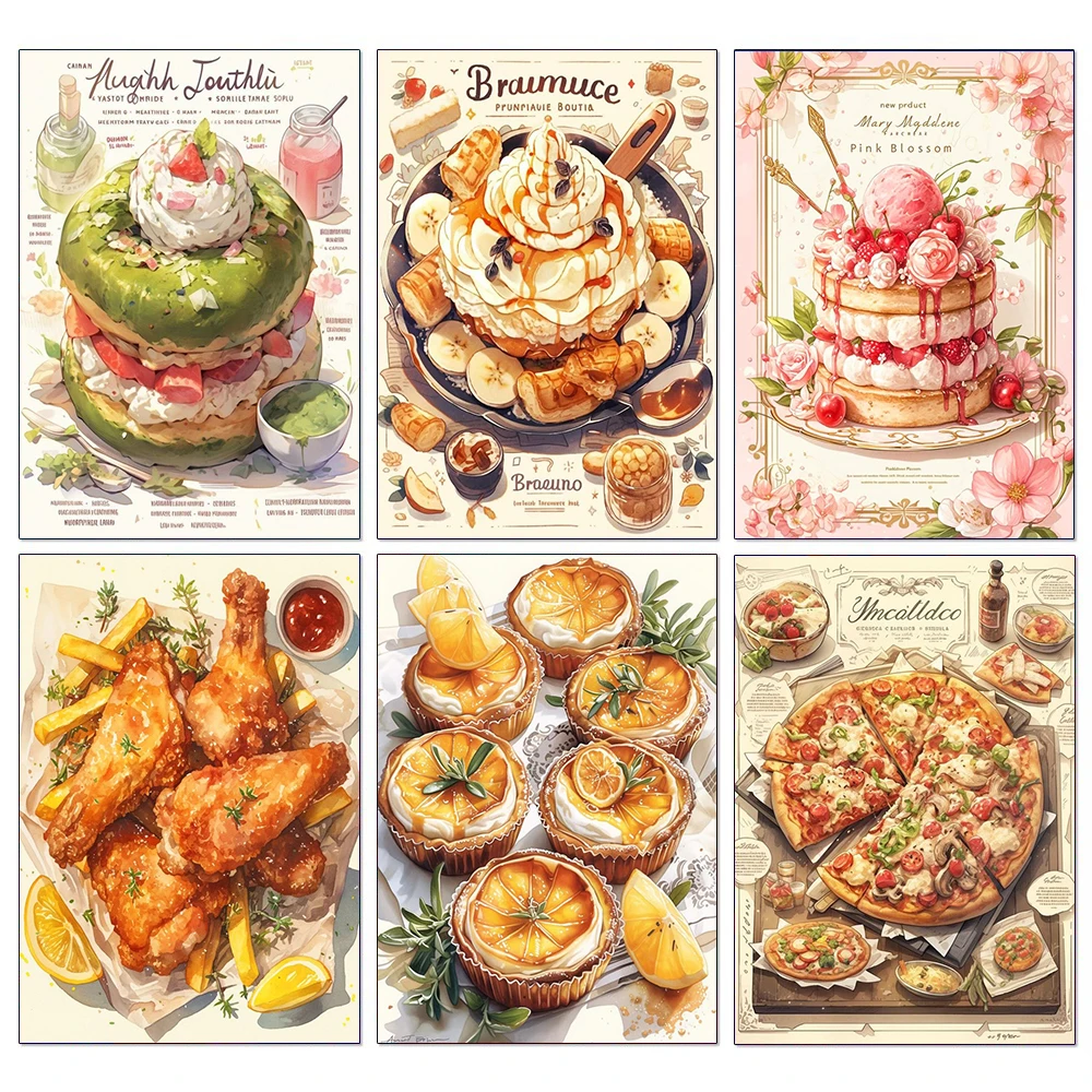 5D DIY Diamond Painting Dessert Cuisine Full Diamond Mosaic Embroidery Cross Stitch Kits Modern Home Decoration Handmade Gifts