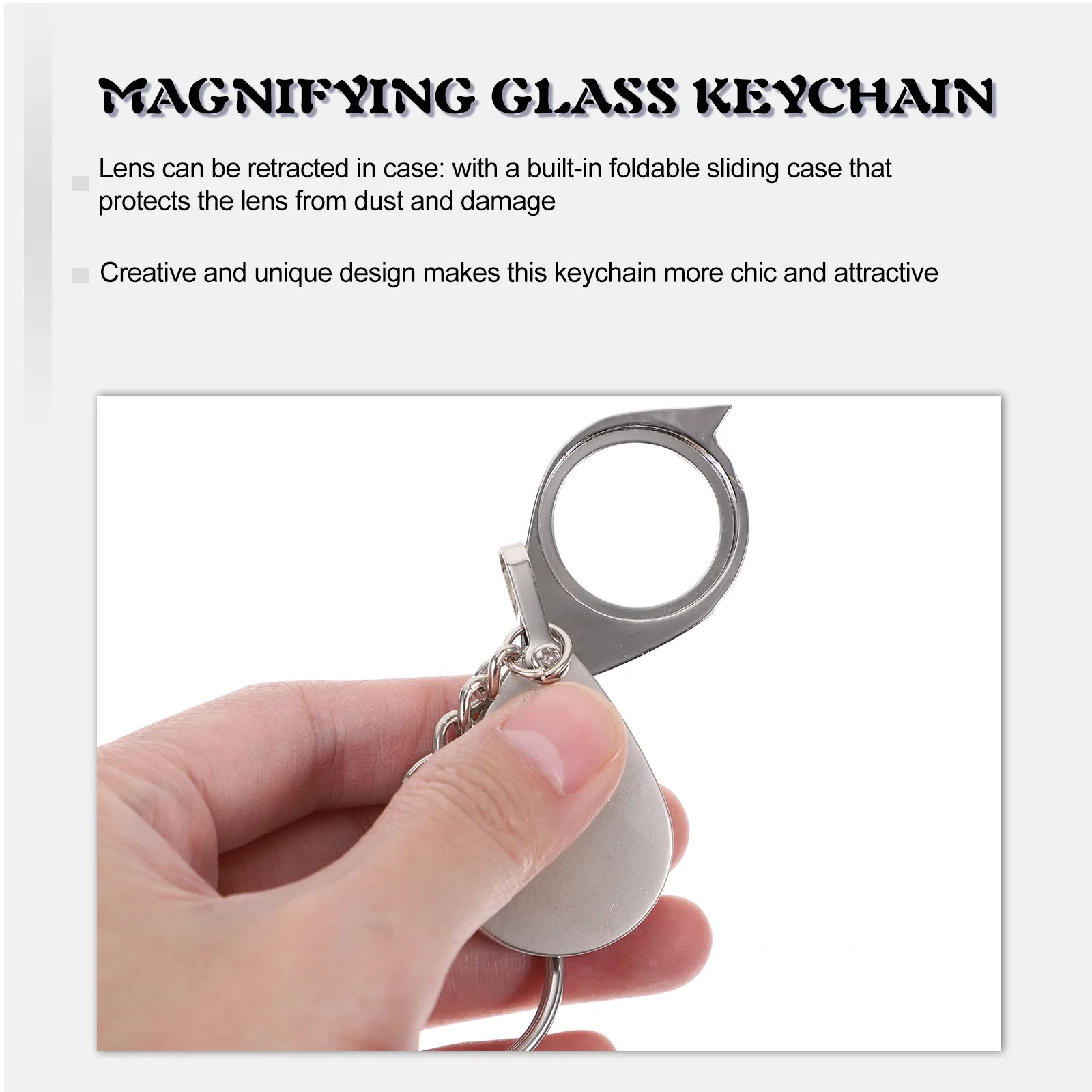 Mini Keychain Magnifier Keyrings Backpack Magnifying Mirror Foldable Small Glasses