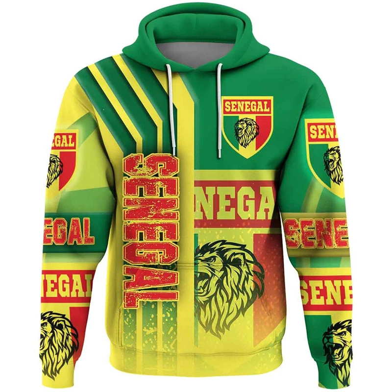 Senegal Flag Map 3D Print Hoodies For Men Clothes Africa Boy Tracksuit Coat Of Arms Graphic Sweatshirts National Emblem Male Top