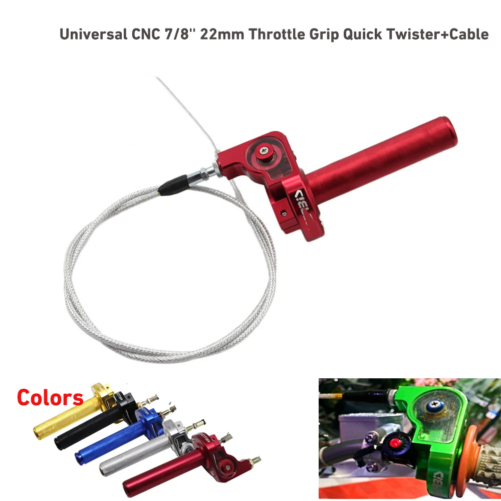 Empuñadura de acelerador CNC Twister rápido + Cable Universal Moto ATV 7/8 ''22mm para manillar Acerbs Honda CRF250 CRF230 CRF125 CRF50 CRF150