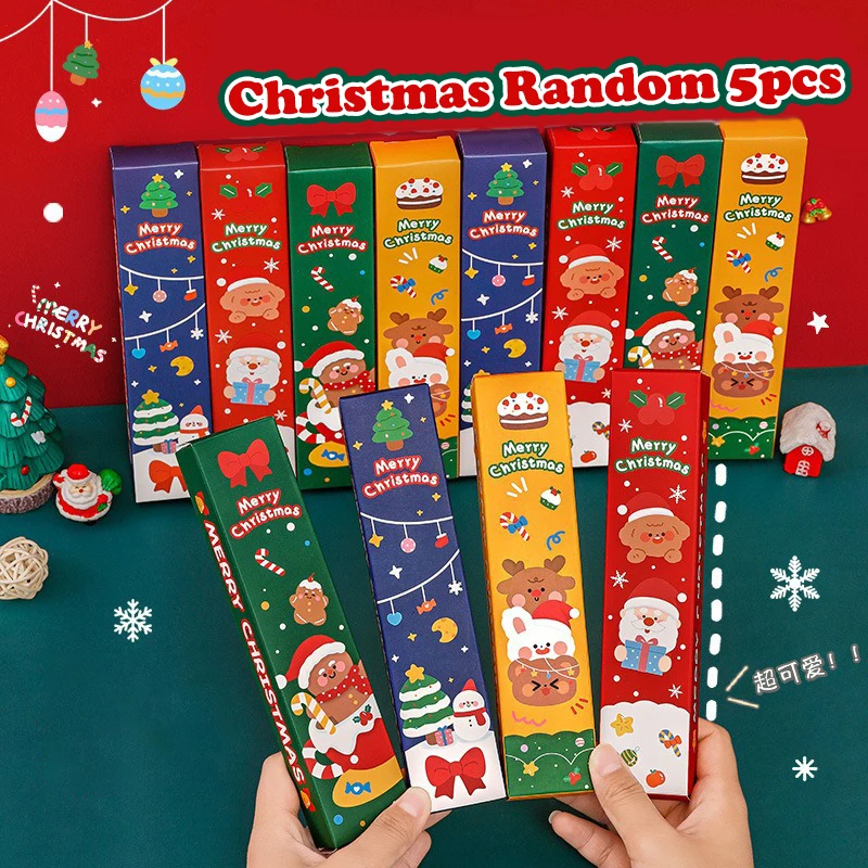 1 Set Christmas Gel Pen Set Cartoon Gingerbread Man Elk Santa Claus Blind Box Pen School Office Supplies Cute Writing Pens