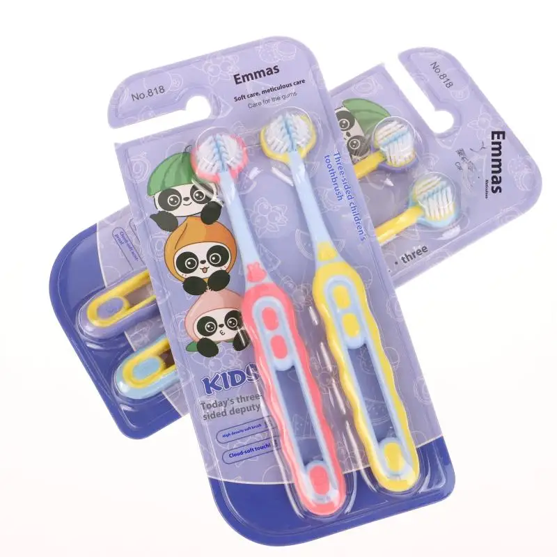 

2 Pcs For Children Aged 3-12 Years Dental Oral Care Children'S Toothbrush Three-Sided Soft Bristle Teeth Whitening Brushes