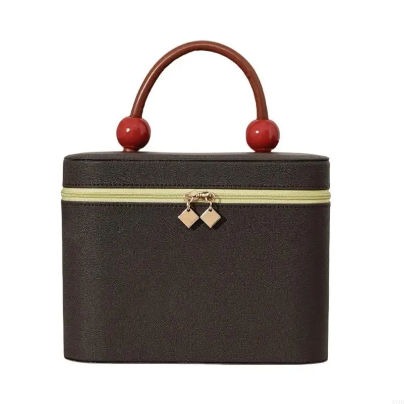 

Travel Friendly Jewelry Makeup Holder Sturdy Leather Jewelry and Cosmetic Storage Box Makeup Container for Daily Use